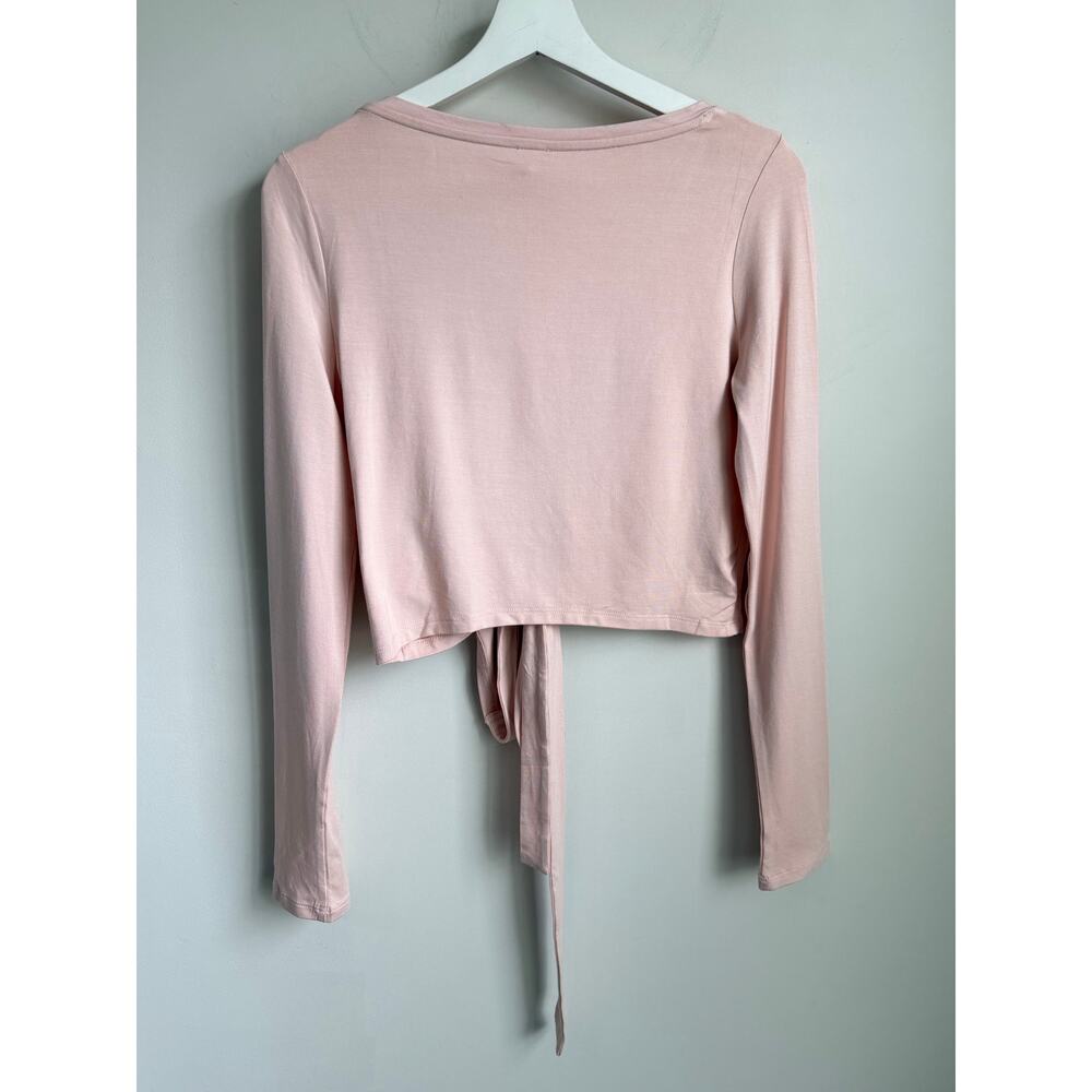CSB Ballet Long Sleeve V-Neck Cropped Wrap Top Blush Women's Size Large NWT - Picture 10 of 10